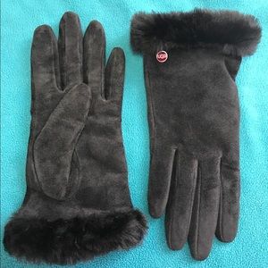 Ugg Suede and Fur Gloves Womens Small